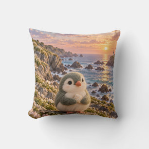Coussin Coucher de soleil sur la petite alcidée sage côtiè