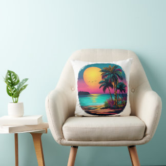 Coussin coucher de soleil sur la plage