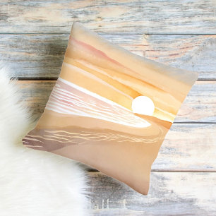 Coussin Coucher de soleil sur la plage aquarelle   Beau ja
