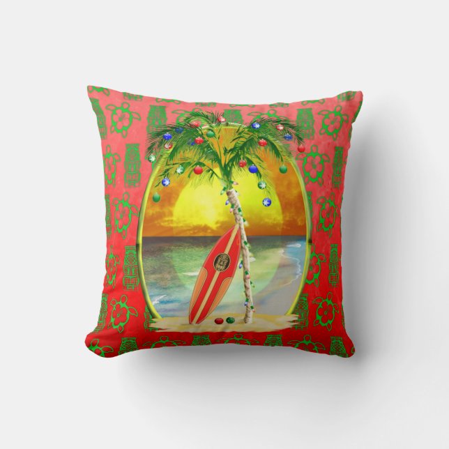 Coussin coucher de soleil sur la plage de Noël (Recto)