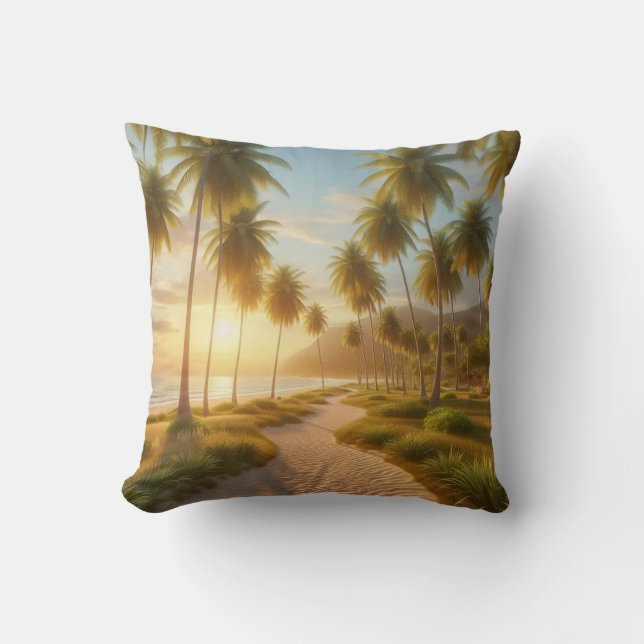 Coussin coucher de soleil sur la plage des Caraïbes/tropic (Recto)