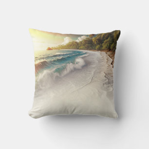Coussin Coucher de soleil sur la plage paradisiaque Rustiq