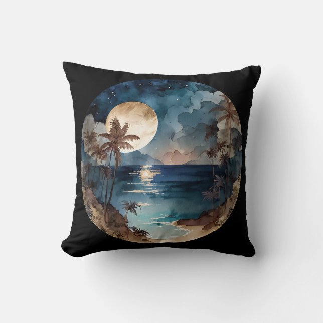 Coussin Coucher de soleil sur la plage tropicale (Recto)