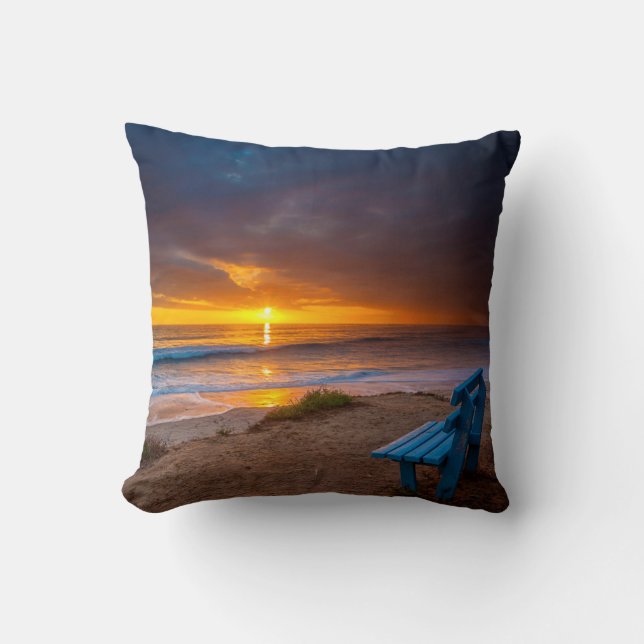 Coussin Coucher de soleil sur l'océan Pacifique (Recto)