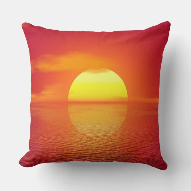 Coussin Coucher de soleil sur mer orange Calme Coucher de  (Recto)