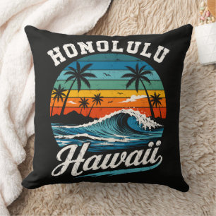 Coussin Coucher de soleil surf Honolulu Hawaï