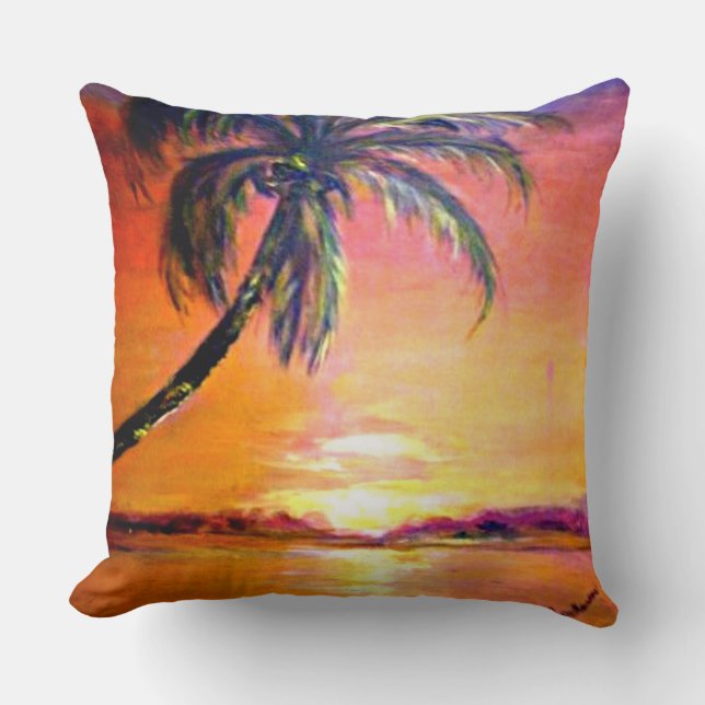 Coussin Coucher de soleil tropical (Recto)