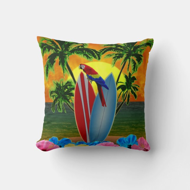 Coussin Coucher de soleil tropical (Recto)