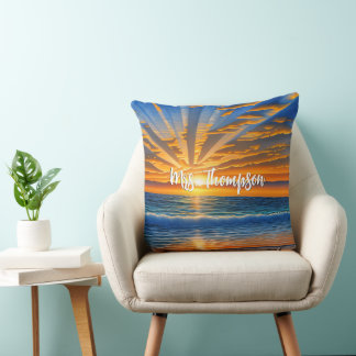 Coussin Coucher de soleil tropical clair