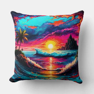 Coussin Coucher de soleil tropical de l'Imaginaire