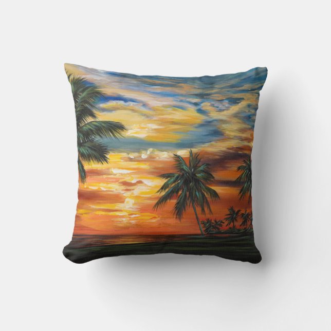 Coussin Coucher de soleil tropical étonnant (Recto)