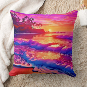 Coussin Coucher de soleil tropical : Lumière de la plage A
