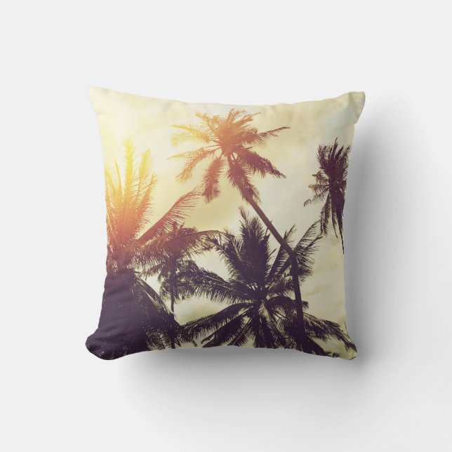 Coussin Coucher de soleil tropical : Palm Silhouette Vinta (Recto)