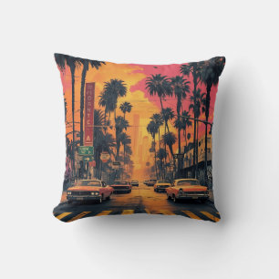 Coussin "Coucher de soleil urbain graffiti – Paysage urbai