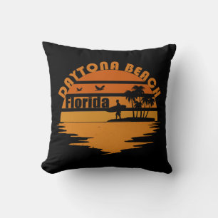Coussin Coucher de soleil vintage à Daytona Beach Floride