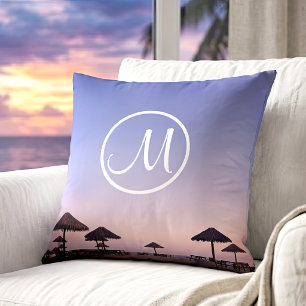 Coussin Coucher de soleil violet Photo de plage Californie