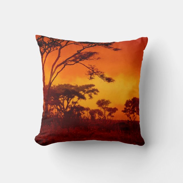 Coussin Coucher du soleil africain orange (Recto)