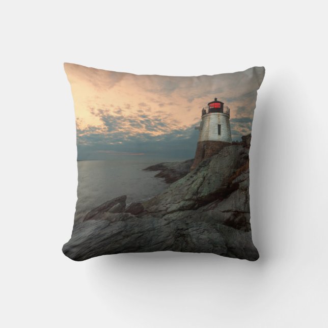 Coussin Coucher du soleil au phare de colline de château (Recto)