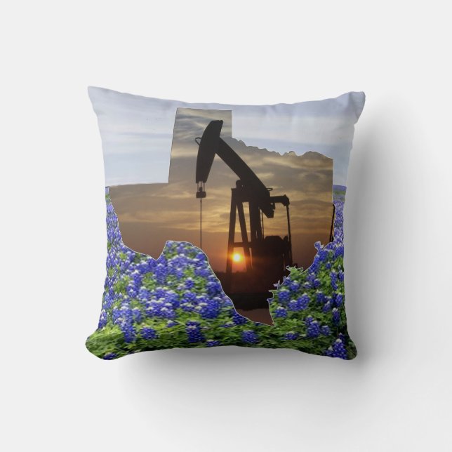 Coussin Coucher du soleil et Bluebonnets de Jack de pompe (Recto)