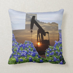 Coussin Coucher du soleil et Bluebonnets de Jack de pompe