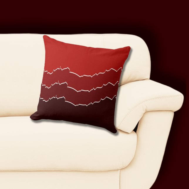 Coussin Couches irrégulières à découpe rouge (Irregular Ripped Red Throw Pillow)