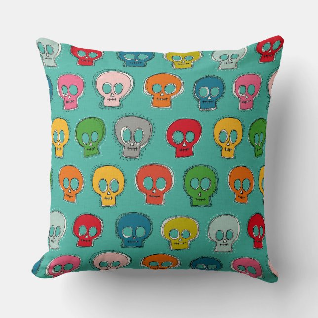 Coussin coudre crâne turquoise (Recto)