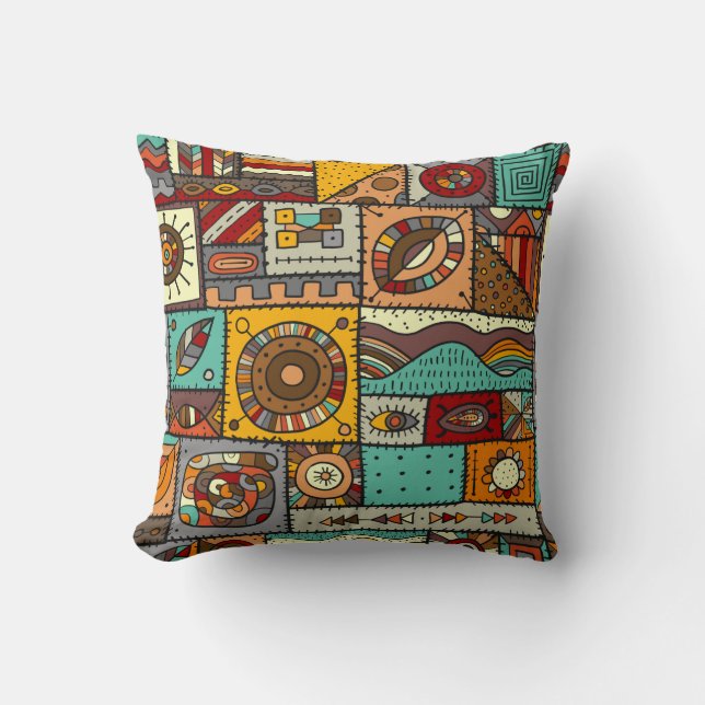 Coussin Coudre des morceaux de tissu dans un style patchwo (Recto)