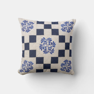 Coussin Couette bleue et blanche