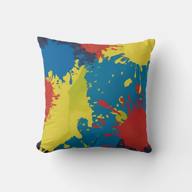 Coussin Couleur Abstraite dans les teintes vives Jeu d'ore (Recto)