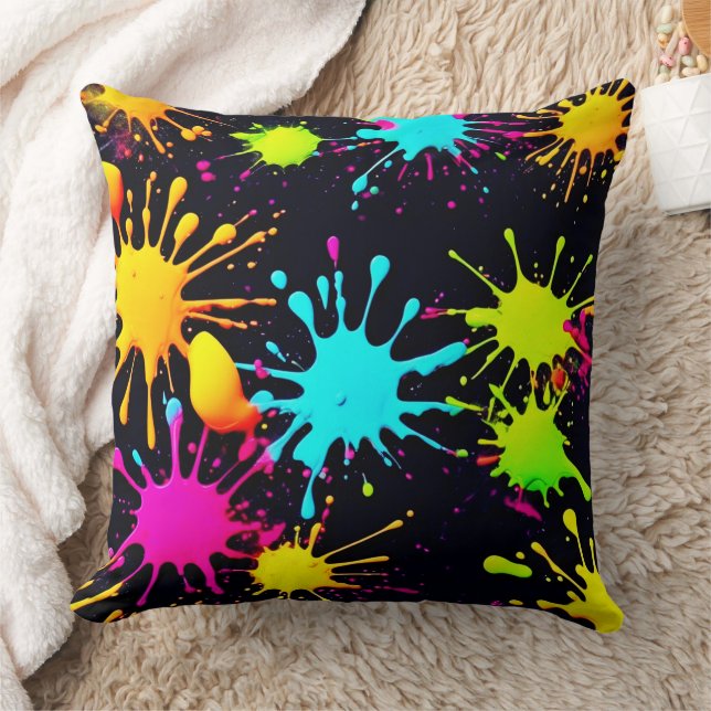 Coussin Couleur artistique éclatée avec peinture à goutte (Couverture)