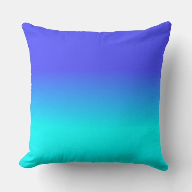 Coussin Couleur au néon bleue et lumineuse au néon F (Recto)