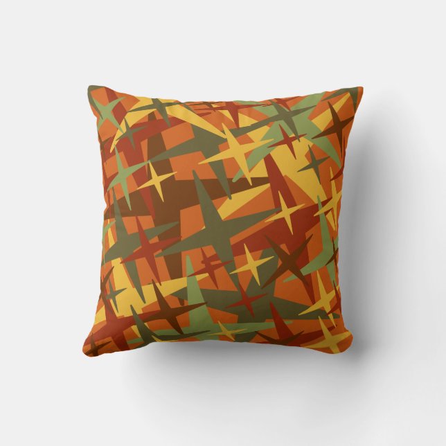 Coussin Couleur automne amusant avec étoiles (Verso)