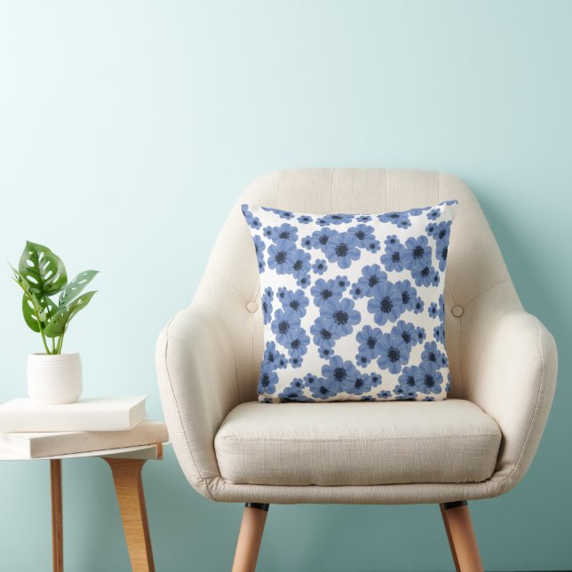 Coussin Couleur bleu fleur 16x16 (Chaise)