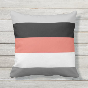 Coussin Couleur bloc Corail rose gris noir