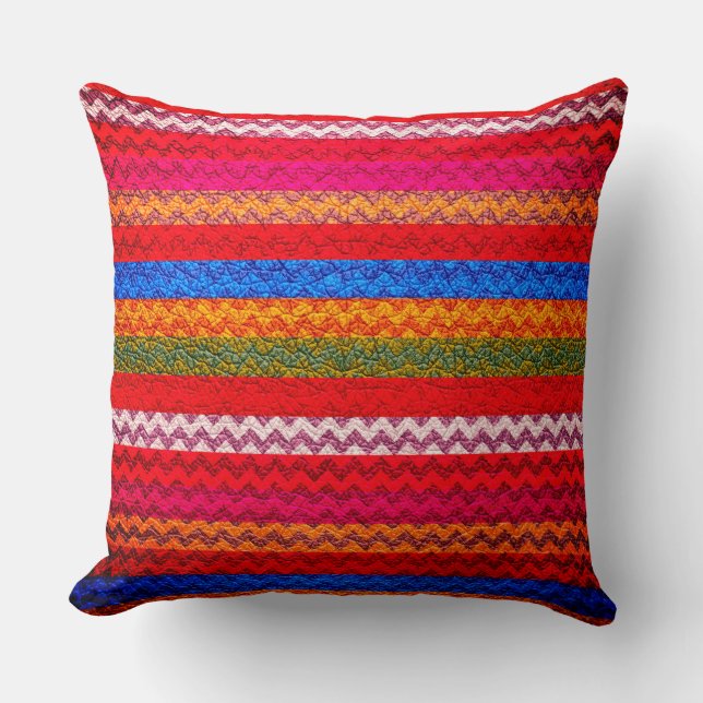 Coussin Couleur Chevron Stripes cuir look #42 (Recto)
