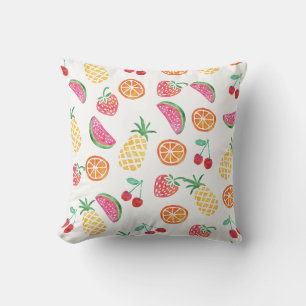 Coussin couleur d'aquarelle de fruits tropicaux