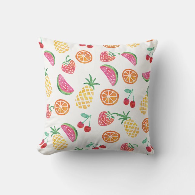 Coussin couleur d'aquarelle de fruits tropicaux (Recto)