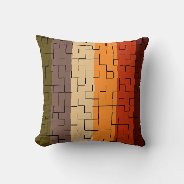 Coussin Couleur d'automne Abstraites bandes (Recto)