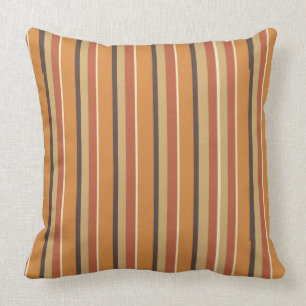 Coussin Couleur de citrouille d'automne avec des rayures