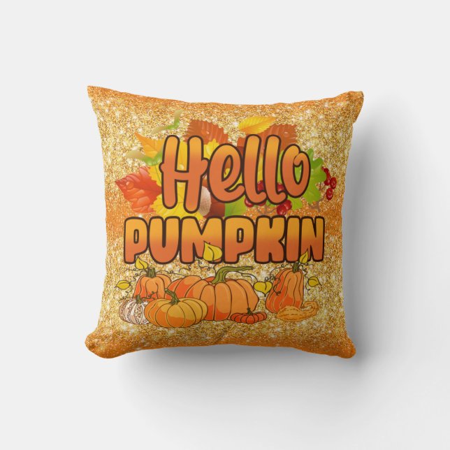 Coussin Couleur de la Personnaliser d'automne du Citrouill (Recto)