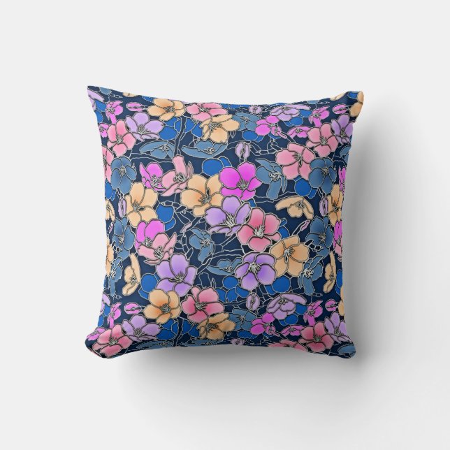 Coussin Couleur de verre floral (Recto)