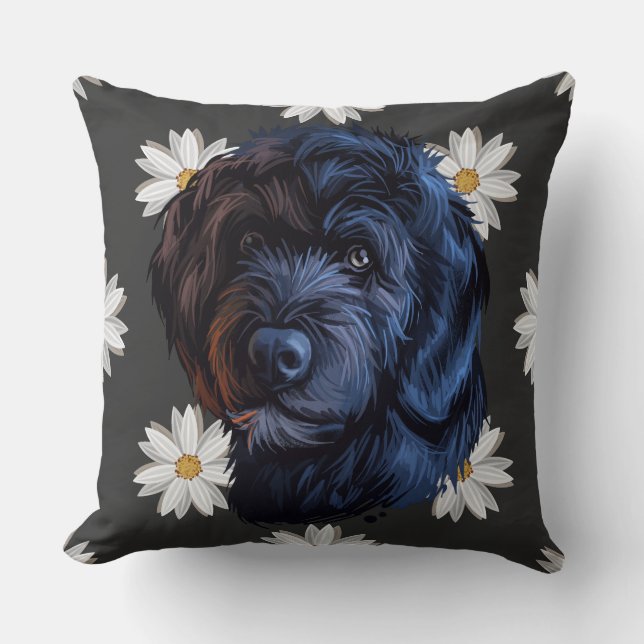 COUSSIN COULEUR D'EAU NOIR PORTUGESE DOG D'EAU FACE (Recto)