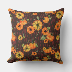 Coussin Couleur d'eau peinte Citrouille orange/noir