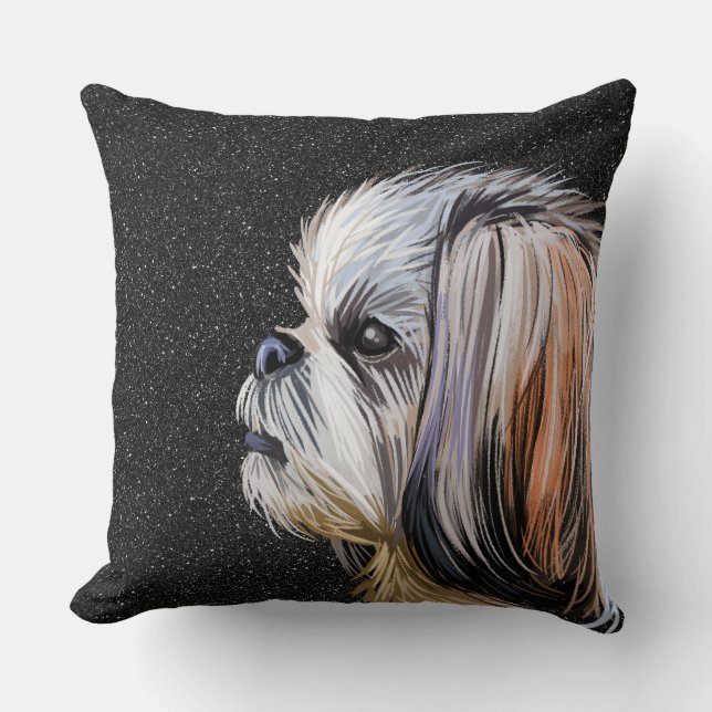 COUSSIN COULEUR D'EAU SHIH TZU CHIEN FACE (Recto)