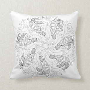 Coussin Couleur d'éclaboussure de tortue de mer des