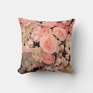 Coussin Couleur des fleurs murales texture rétro - Effet V