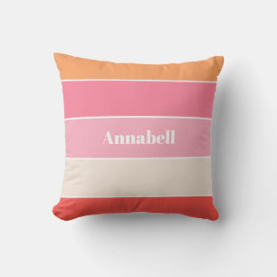 Coussin Couleur d'été personnalisée rose orange Bandes