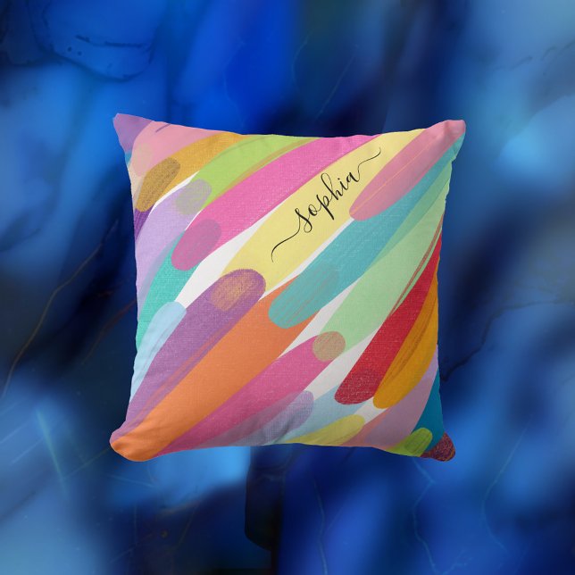Coussin Couleur Diagonale, Nom, Peinture Abstraite (Créateur téléchargé)