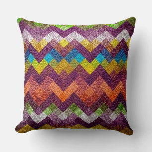 Coussin Couleur en cuir Motif géométrique No 14