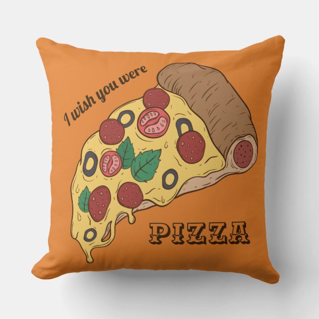 Coussin Couleur et texte personnalisés Pizza Slice lance o (Recto)
